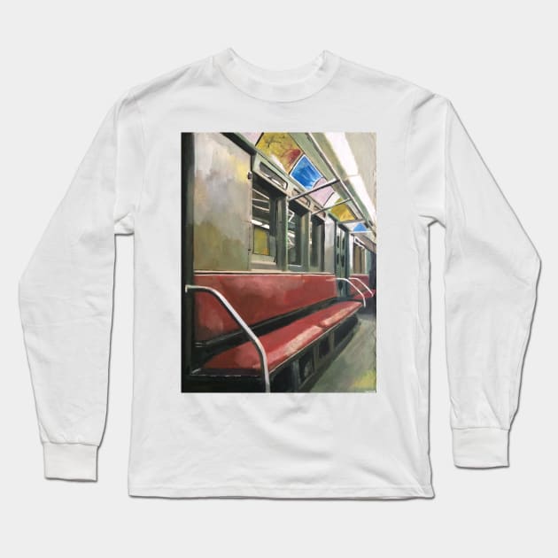 New York Subway Carriage, Retro Long Sleeve T-Shirt by golan22may